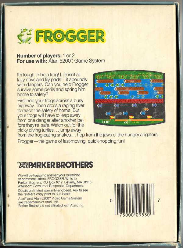 Frogger (1983) (Parker Bros) Box Scan - Back